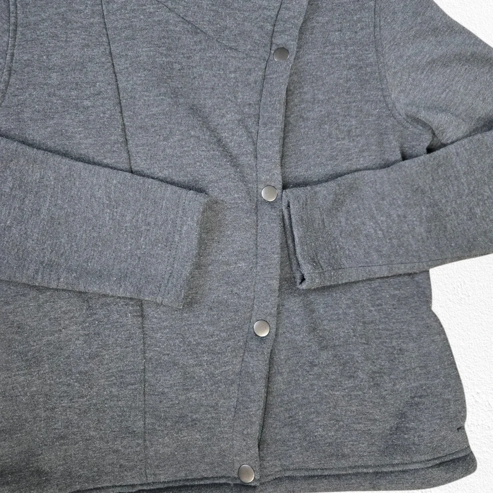 Columbia Gray Asymmetrical Snap Fleece Jacket Sherpa Lined Coat Size Medium